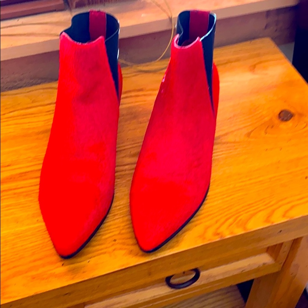 Red Ankle Boots, calf skin